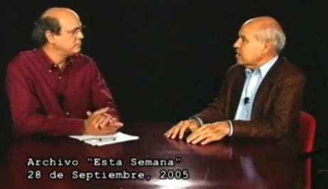 L'ex candidat présidentiel du MRS Herty Lewites (à droite) avec l'oligarque Carlos Fernando Chamorro (à gauche) sur le média de propagande Esta Semana, financé par le gouvernement américain